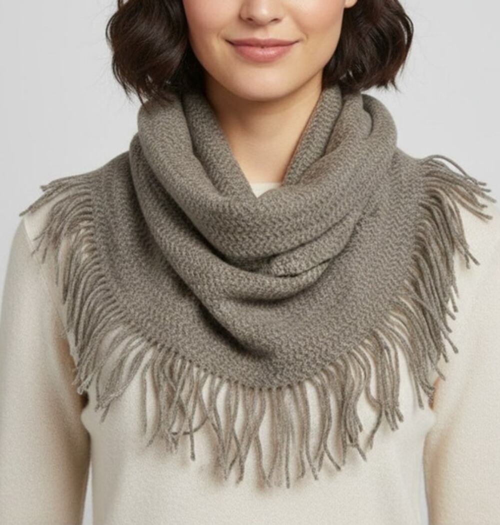BP Nordstrom Brown Infinity Scarf with Fringe Approximately 56" x 20"